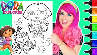 Coloring Dora the Explorer amp Boots Easter Eggs Coloring Page  Ohuhu Art Markers [upl. by Nosrac116]