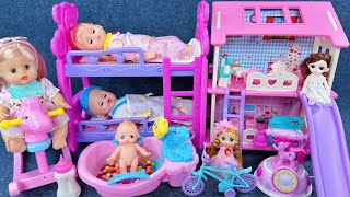 9 Minutes Satisfying with Unboxing Pink Doll House Toys，Cute Baby Bath Playset ASMR  Review Toys [upl. by Nitsreik]