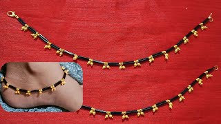 DIY Anklets  Beaded anklets  How to make anklets  Black anklets [upl. by Remot]