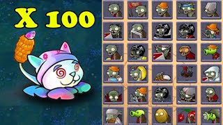 100 Hypno Cattail Plants vs All Zombies vs Gargantuar Giga  Plants vs Zombies Battlez [upl. by Hayn]