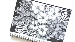 Floral zentangle patterns  Flower Zentangle art  Zentangle  floral Doodle art  Zendoodle [upl. by Berlauda]