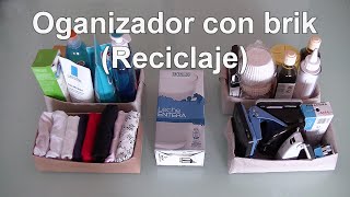 Organizador de escritorio ropa interior baño y cocina con brik de leche Reciclaje y manualidades [upl. by Rachaba883]