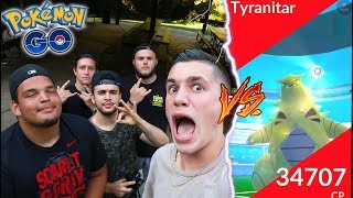 TYRANITAR vs MY FRIENDS POKEMON GO LVL 4 RAIDING WITH THE SQUAD  Wild Dragonite [upl. by Etnauq644]