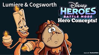 LUMIERE amp COGSWORTH  Disney Heroes Battle Mode  Hero Concepts Skills Animations amp Friendships [upl. by Aleekahs]