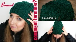 Terminer le bonnet en point côtes tutoriel tricot [upl. by Jonis]