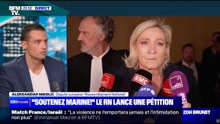 Marine Le Pen veut continuer à défendre les Français   Aleksandar Nikolic BFMTV [upl. by Akenahs490]