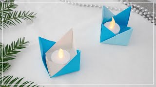 Origami Teelichthalter basteln  DIY Deko Idee [upl. by Eelyac644]