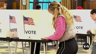 Voters line up to cast their ballots for US president  VOA News [upl. by Halyk234]