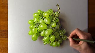 How to draw green grapes  Time Lapse Long Version [upl. by Etnuhs240]