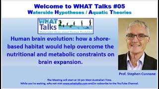 WHAT Talk 05  Mar 2022 Dr Stephen Cunnane on Human brain evolution and shorebased habitats [upl. by Richarda]