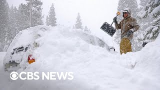 Blizzard in Californias Sierra Nevada dumps more than 7 feet of snow [upl. by Isus915]