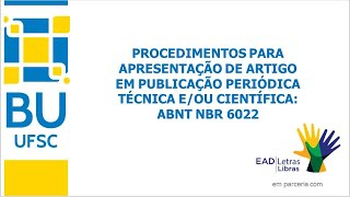 Curso Artigo científico conforme ABNT LIBRAS e legenda [upl. by Janella]