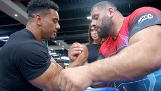 THE STRONGEST ARM WRESTLER IN THE WORLD LEVAN SAGINASHVILI AND HIS TRAINING PARTNER MOVE TO DUBAI [upl. by Imugem]