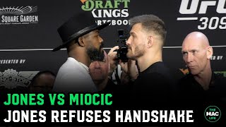 Jon Jones REFUSES Stipe Miocic Handshake at Face Off [upl. by Nylitak]