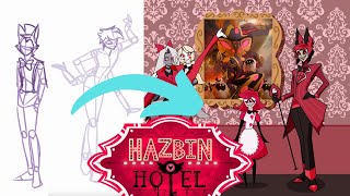 HAZBIN HOTEL  Main CastHotel Staff  Speed Drawing FANART [upl. by Nylatsyrc]