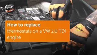 How to replace the Thermostat on a VW 20 TDI engine [upl. by Leora97]