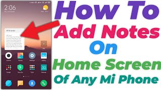 How to Add Notes On Home Screen In Any Mi Phone  Add Sticky Notes In Xiaomi Phone [upl. by Oelc]