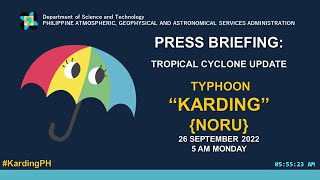 PAGASA briefing on Typhoon Karding  September 26 2022  5AM [upl. by Oihsoy557]