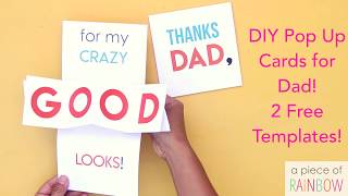 Easy DIY Pop Up Happy Fathers Day Card amp Birthday Card  2 Free Templates [upl. by Husha]