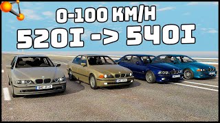 BMW 520i → 540i ACCELERATION TEST 0100 KmH  BeamNg Drive [upl. by Aliakam]