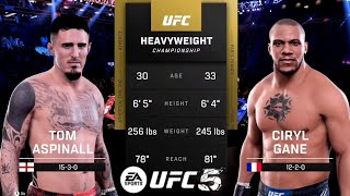 Tom ASPINALL vs Ciryl GANE Title fight UFC UFC 5 Gameplay ufc5 ufc [upl. by Fasta]