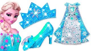 Play Doh Making Colorful Sparkle Disney Princess Frozen Elsa Dress High Heels Crown Castle Toys [upl. by Eriam]