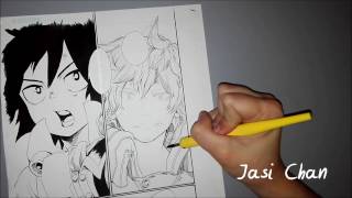 Inking a Manga Panel Practice  Tiamat Barrage [upl. by Waxman]