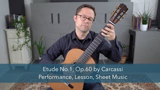 Etude No1 Op60 by Carcassi and Lesson for Classical Guitar [upl. by Erelia]