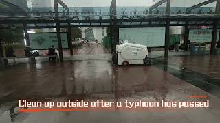 iTR W1 Outdoor Sweeping Robot Cleaning after Typhoon [upl. by Anuahsed376]