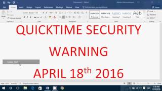 Important Windows Security Warning for Quicktime April 18th 2016 [upl. by Dur986]