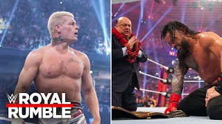 Cody Rhodes stares down Roman Reigns Royal Rumble 2024 highlights [upl. by Conroy]