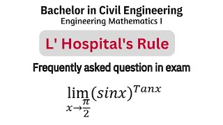 L Hospitals Rule  Engineering Mathematics I  Important Question  BE Civil  SBK Concept  7 [upl. by Seira46]