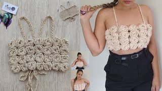 🌹Top Rosas de CrochêTop Cropped de Crochê Réveillon [upl. by Notlew]