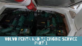 Volvo Penta KAD32 Engine Service Part 1 [upl. by Jabez]