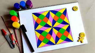 Geometric Square Art  Geometric Art Drawing  How to Draw Geometric Square Art Design Learn amp Art [upl. by Rosemarie]