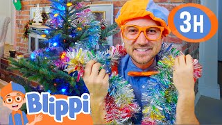 Blippi Decorates the Christmas Tree for the Holidays  3 HOURS OF BLIPPI CHRISTMAS VIDEOS [upl. by Ojillib]