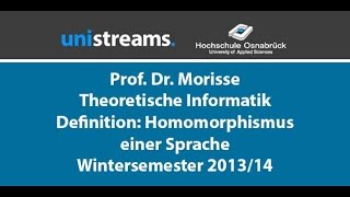 42 Video Theoretische Informatik WS 1314  Definition Homomorphismus einer Sprache  unistreams [upl. by Asilegna]