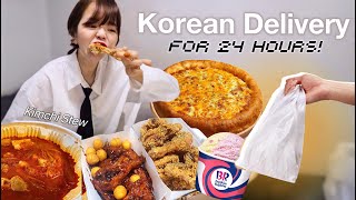 eating ONLY korean delivery for 24 hours in my new apartment  room tour [upl. by Nygem]