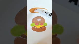 🔴 HOW TO DRAWING A HAMBURGER WITH SAUSAGE  Step by Step Easy Drawing Pages for Kids and Beginners [upl. by Joost]