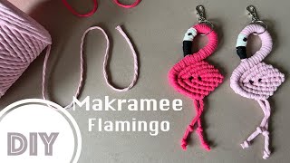 DIY Tutorial Makramee Flamingo selber knüpfen Anleitung Geschenkidee Macrame keychain craft BinnBonn [upl. by Bernete554]