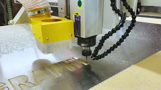 CNC Cutting Aluminum  Lettering Cut Outs on Techno CNC Router [upl. by Adams]