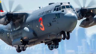 C130 Hercules Aircraft Landing and Take Off US Air Force [upl. by Gayler]