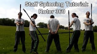 Fire Staff Spinning Tutorial Rotor 360 [upl. by Nashom]