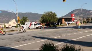 ironmancanada Penticton BC Aug 25 2024 Cyclists heading South on Main St at Duncan Ave [upl. by Healion]