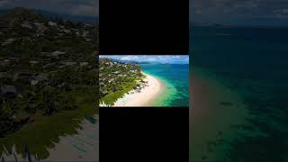 Lanikai Beach Oahu from the sky 🏝️ dronelocations hawaii [upl. by Arihs]