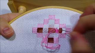 Hardanger colonnine a punto rammendo  Tutorial ricamo a mano [upl. by Ynoep]