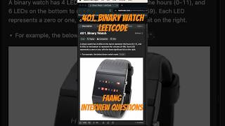 Leetcode 401  Binary Watch [upl. by Oric]