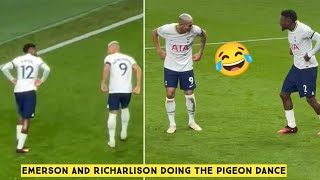 😂 Emerson Royal and Richarlison Doing The Pigeon Dance after scoring against West Ham [upl. by Aveline]