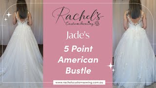 Beautiful 5 Point American Bustle on Lace  Jades Wedding Dress Alteration [upl. by Nylarej]