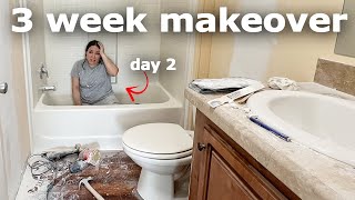 DIY BATHROOM MAKEOVER on a 500 budget 3 week transformation Small Bathroom Remodel compilation [upl. by Ursa]